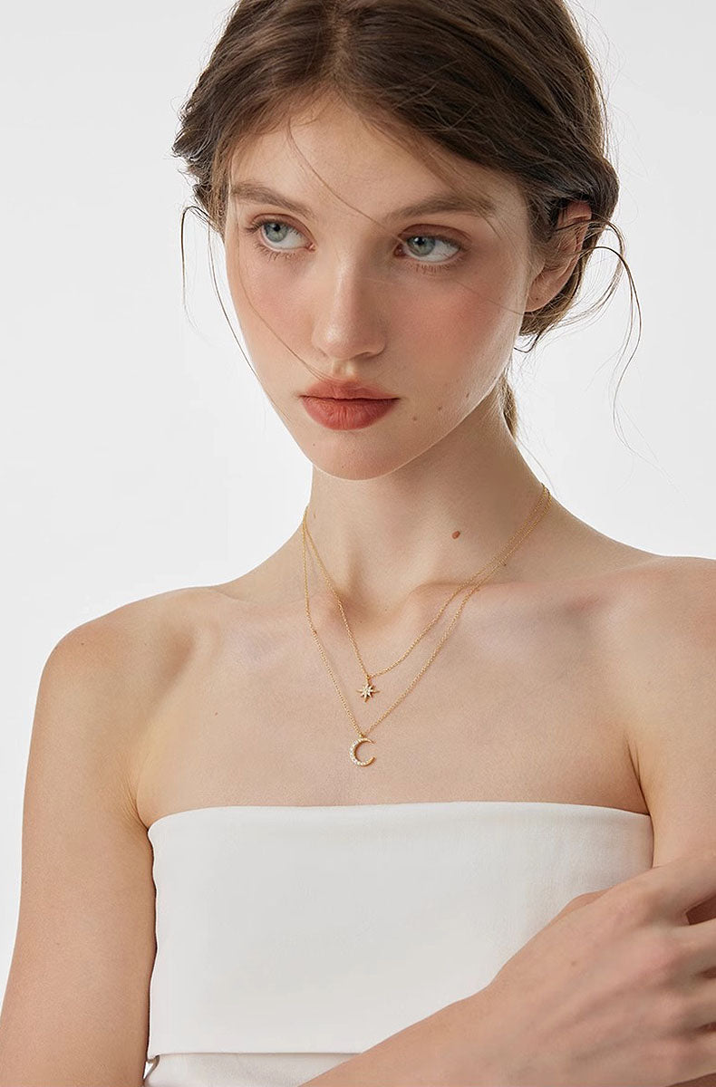 Moon & Star Pendant Necklace