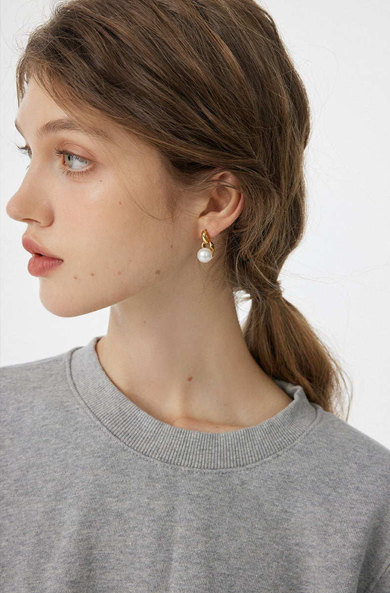 French Gold Pearl Earrings