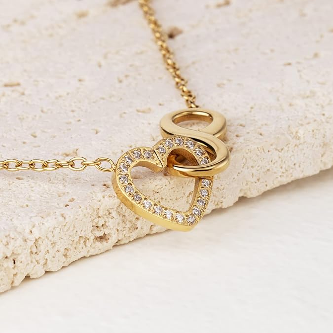 14k gold-plated infinity heart necklace for men and women