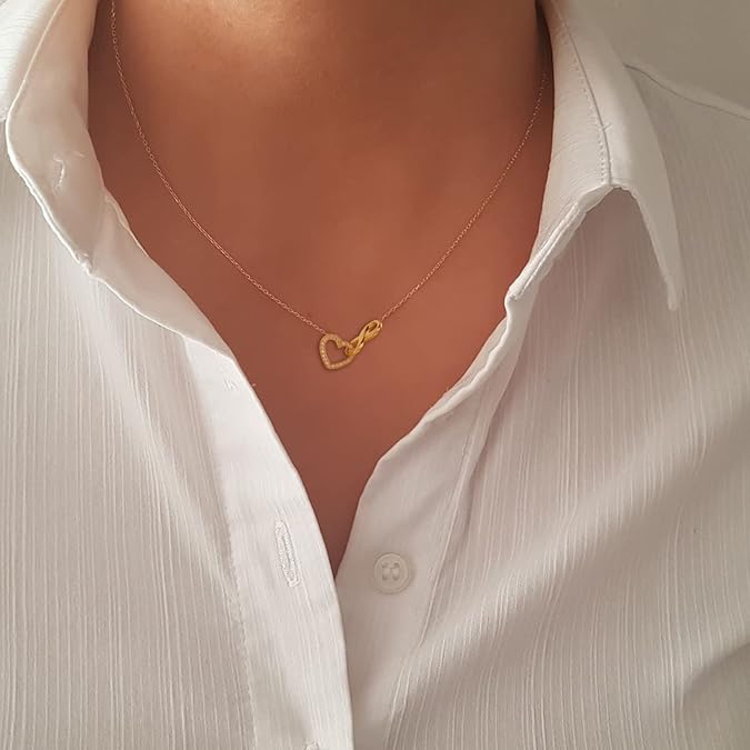 14k gold-plated infinity heart necklace for men and women