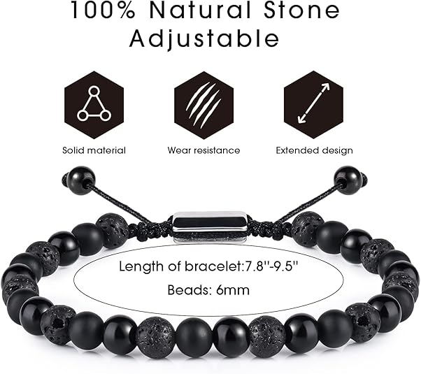 Men's Black Beaded Bracelet