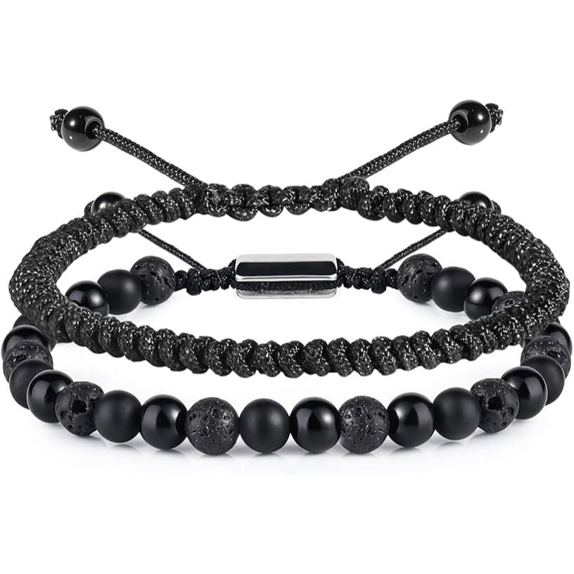 Men's Black Beaded Bracelet