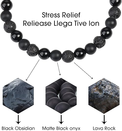 Men's Black Beaded Bracelet
