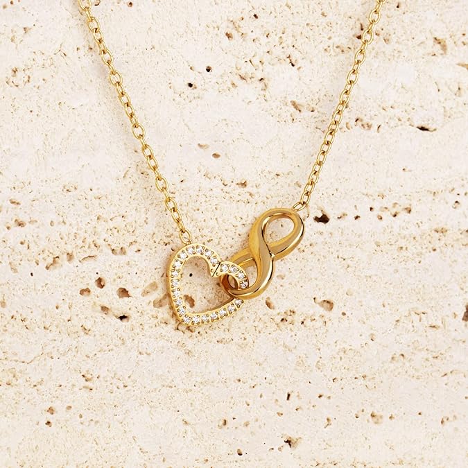 14k gold-plated infinity heart necklace for men and women