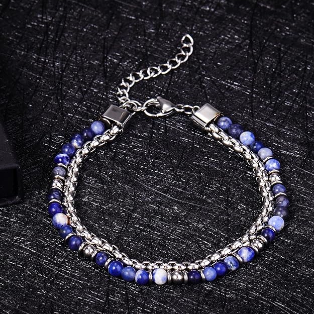 Men's Stainless Steel Beaded Bracelet