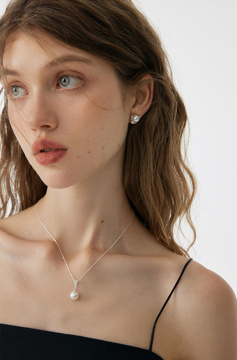 Minimalist Pearl Zircon Earrings