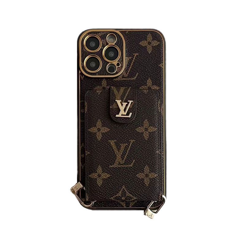 Advanced leather iPhone Case With Card Wallet And Strap