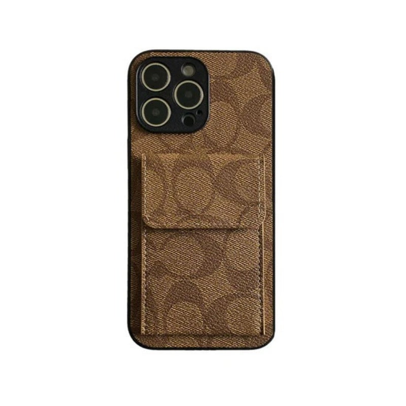 iPhone Case With Wallet Dark Brown