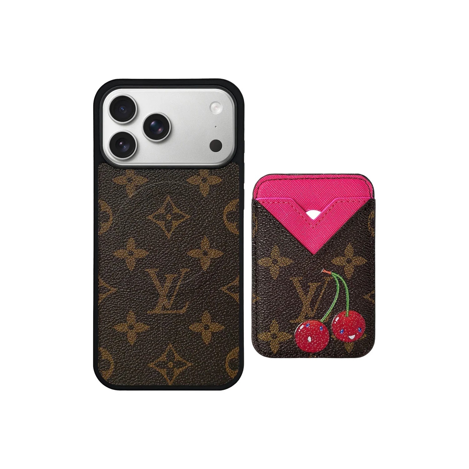 Set Magsafe Cardholder Cherry Pink iPhone Case