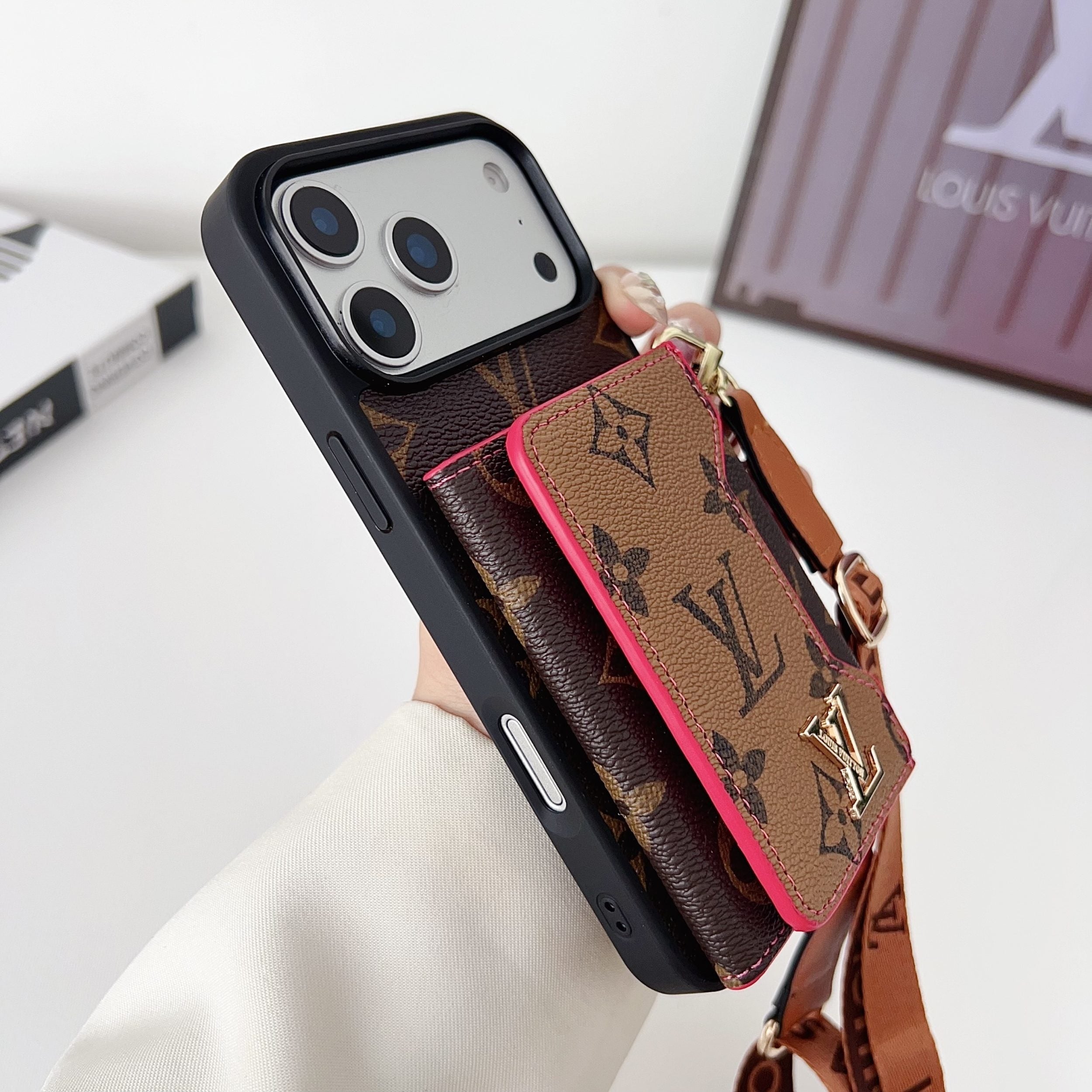 Multicolor Monogram Crossbody Wallet Case for 14-17 / Pro / Pro Max