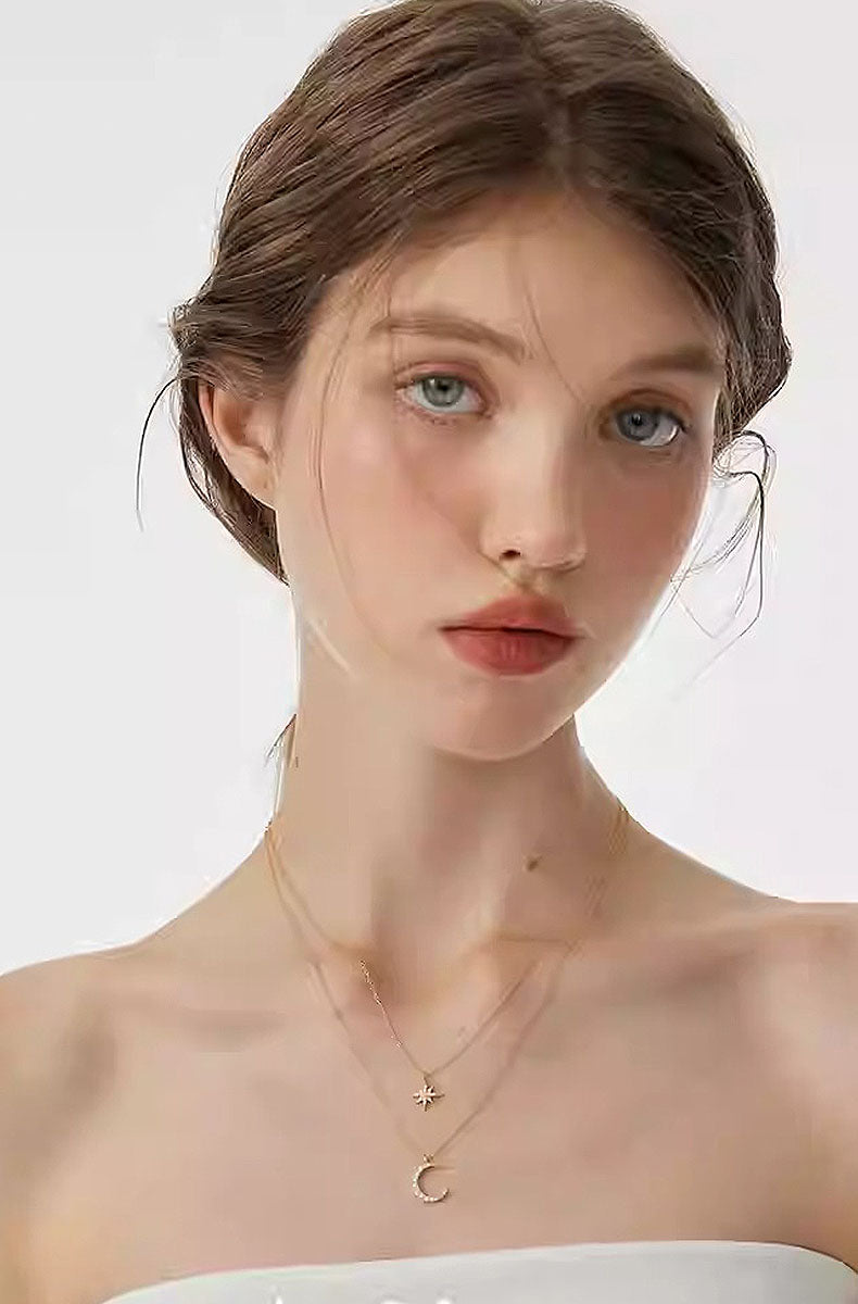 Moon & Star Pendant Necklace