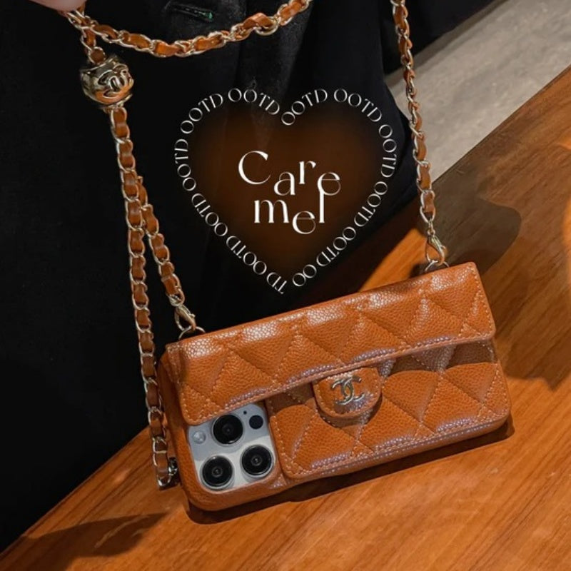 CC Card Bag Leather Chain iPhone Case