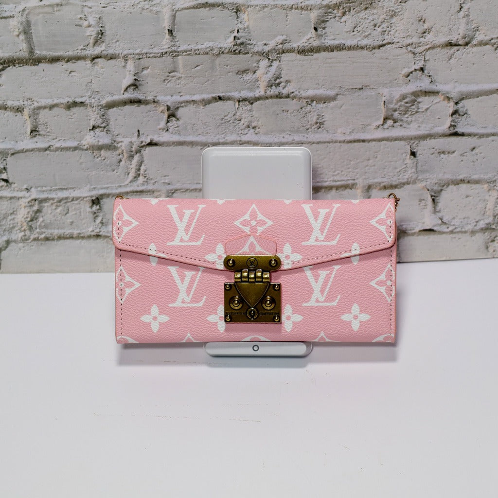 Pink Monogram Crossbody Wallet iPhone Case
