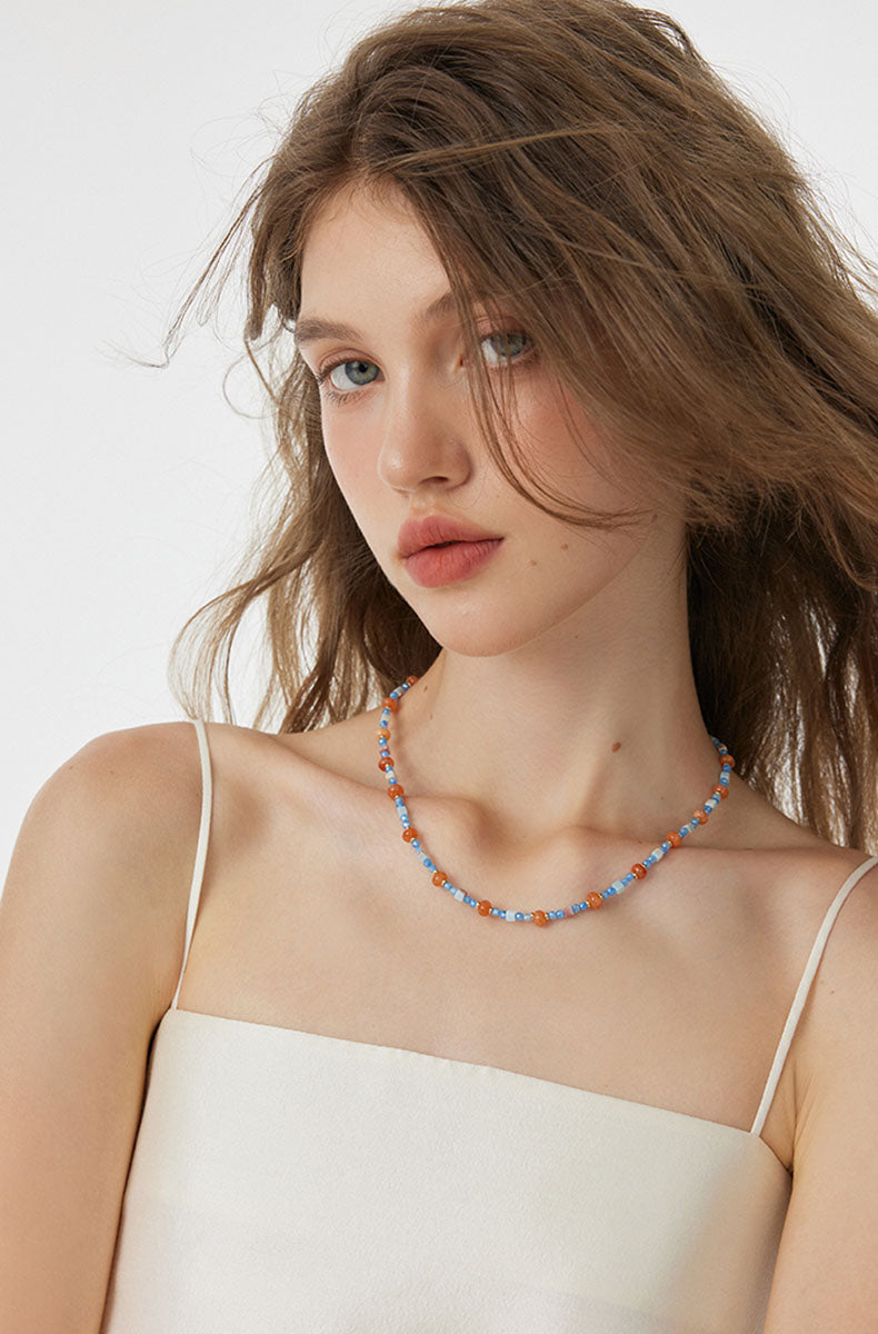 Colorful Beaded Natural Stone Necklace