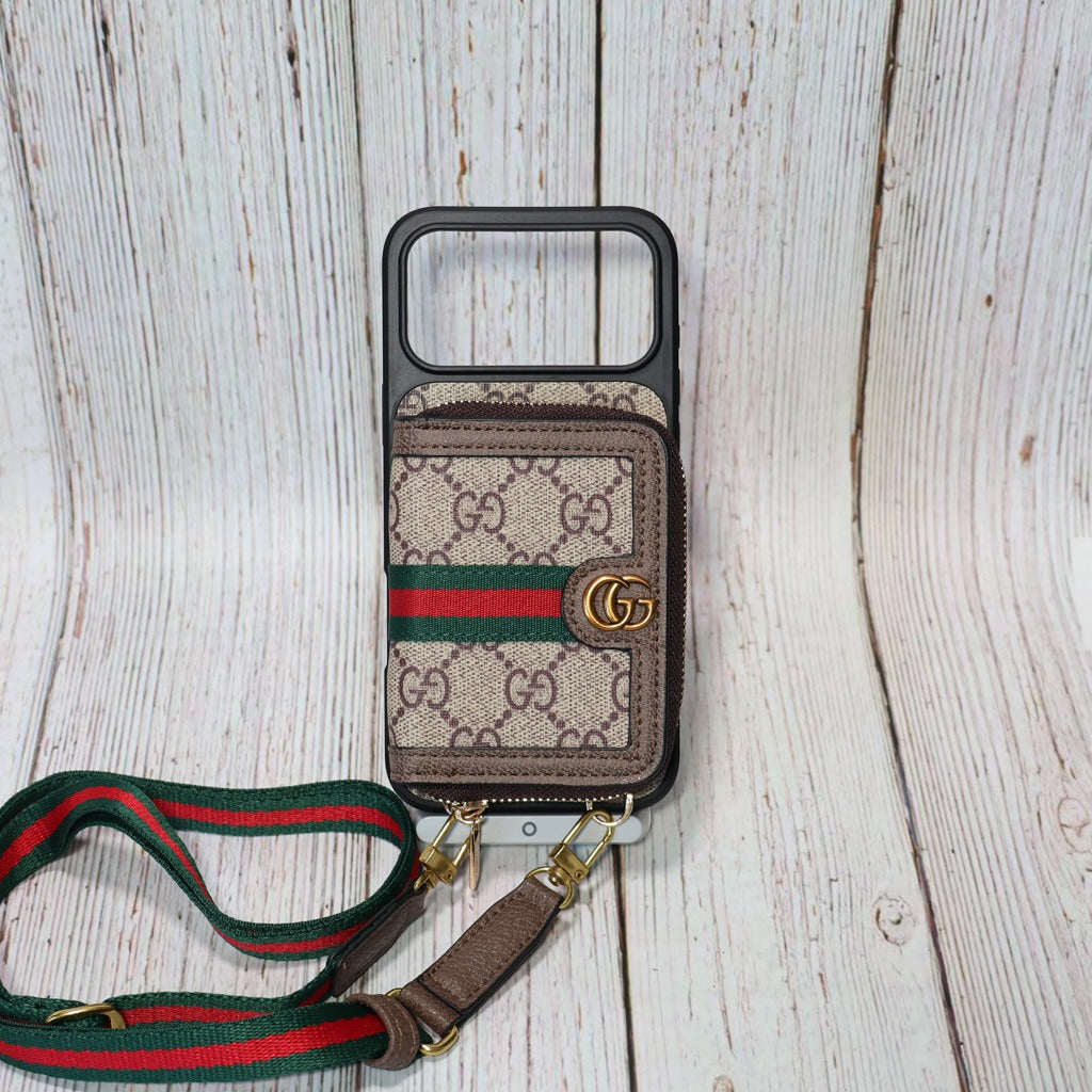 Designer Crossbody Zipped iPhone Case