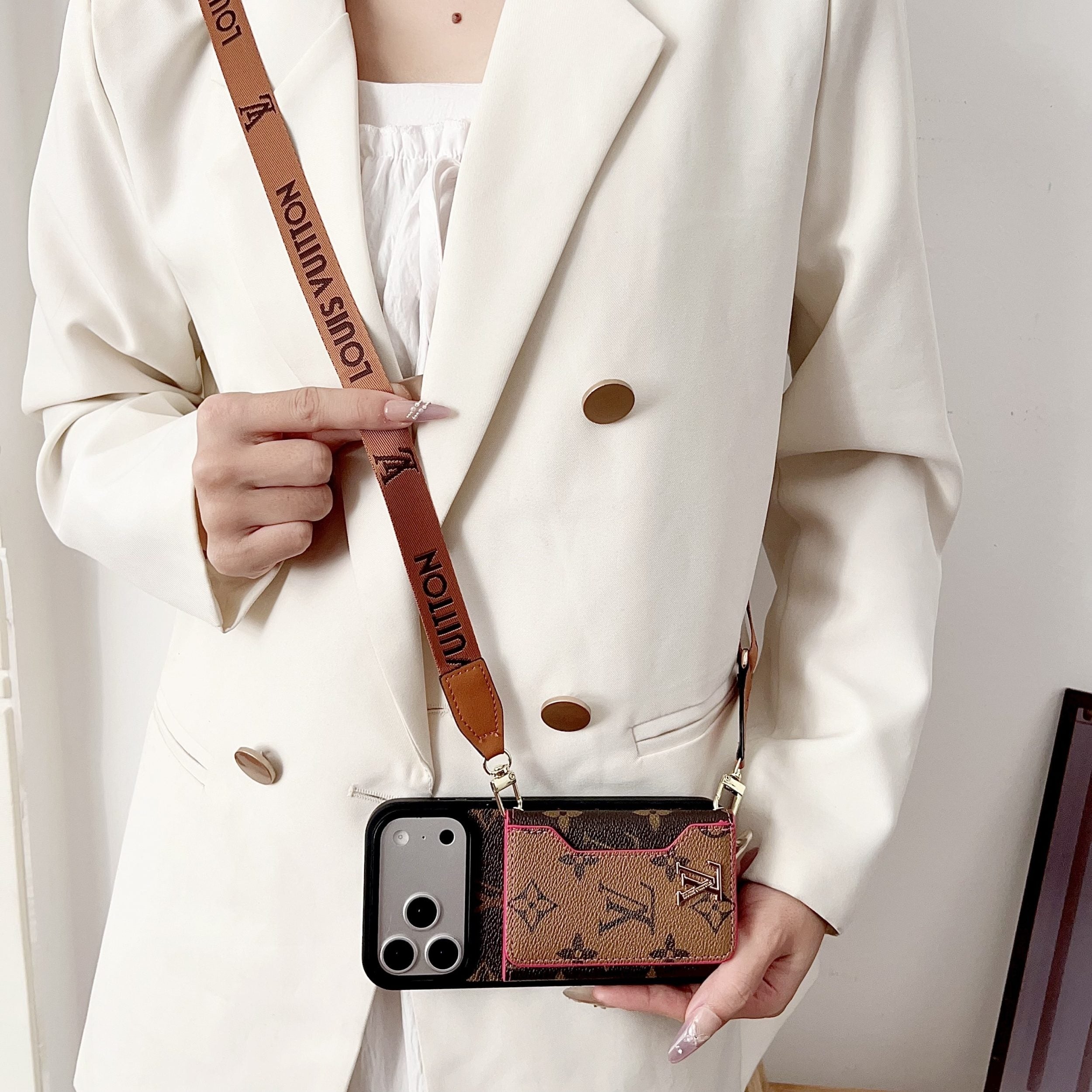 Multicolor Monogram Crossbody Wallet Case for 14-17 / Pro / Pro Max