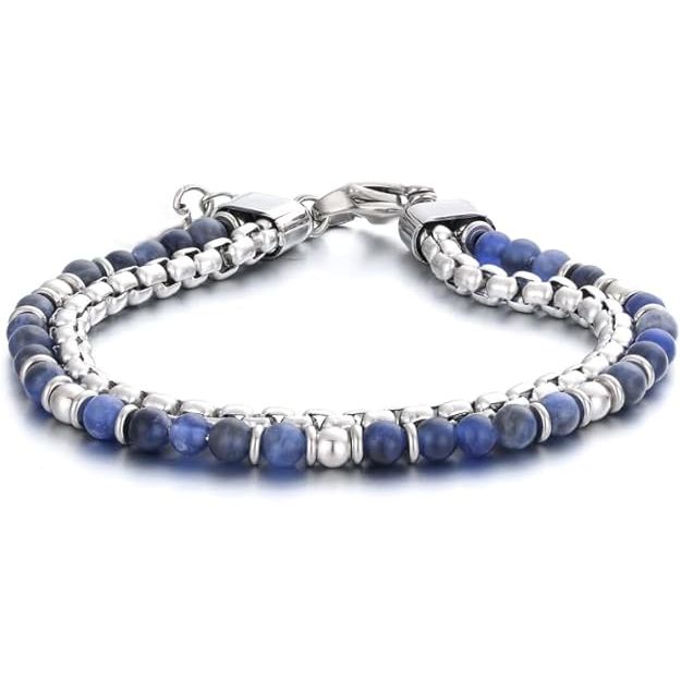 Men's Stainless Steel Beaded Bracelet