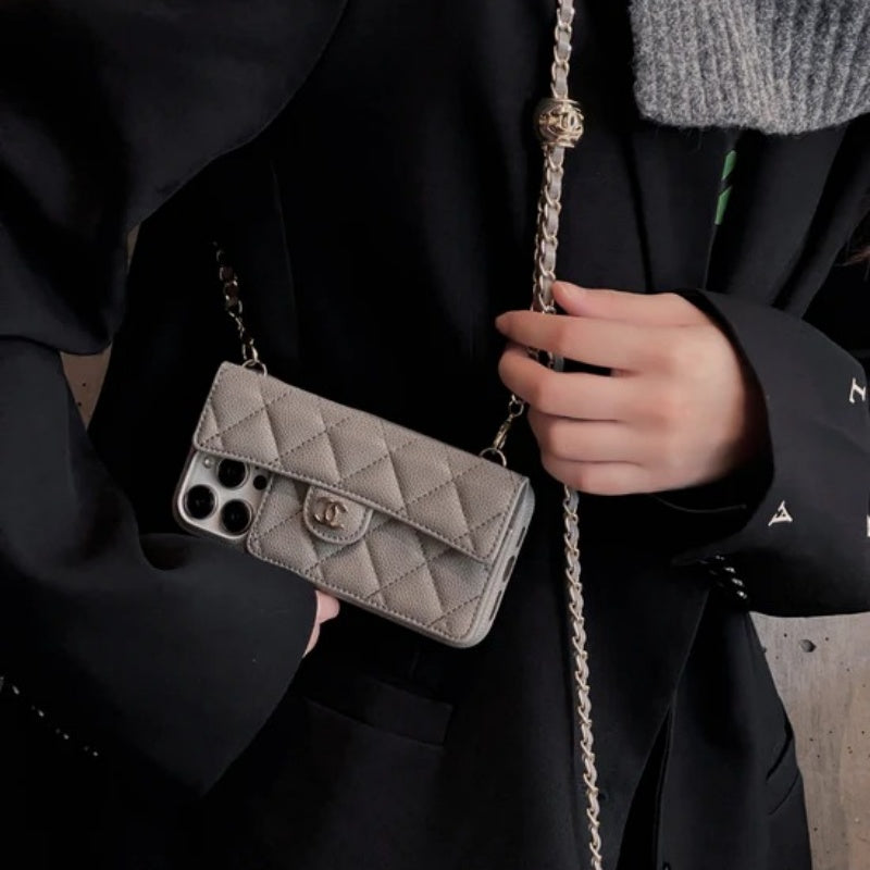 CC Card Bag Leather Chain iPhone Case