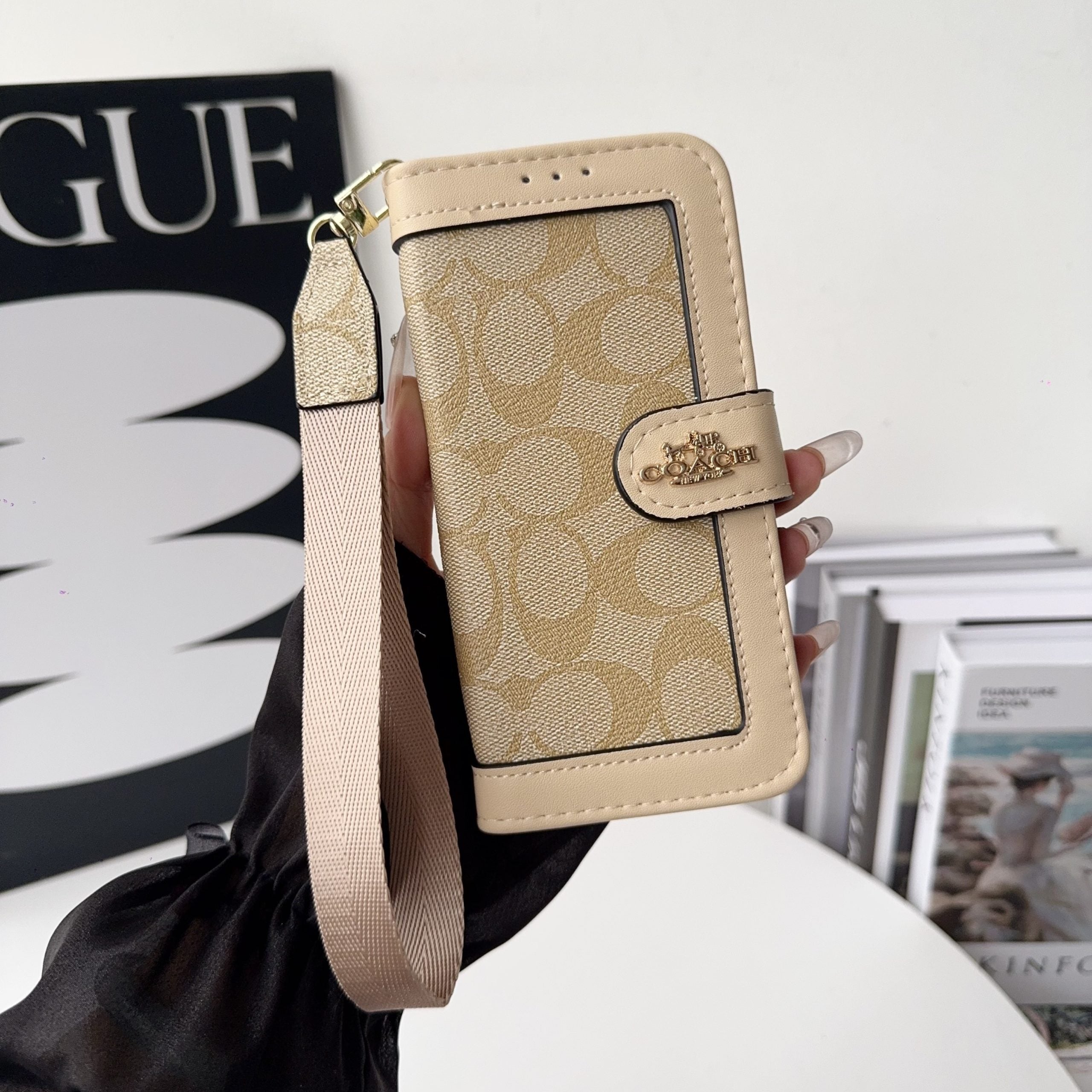 CH Classic Leather Pattern Wallet iPhone Case