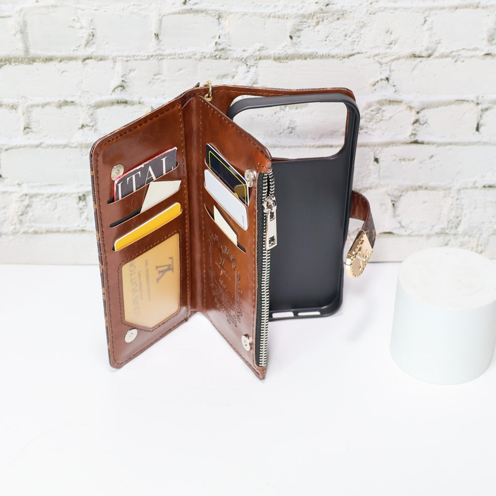 4 Color Zippered Wallet Phone Case for iPhone Series