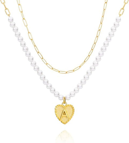 Women's gold-plated heart-shaped letter necklace