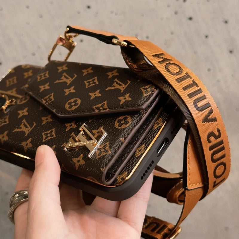 Advanced Leather iPhone Case With Wallet And Strap Brown