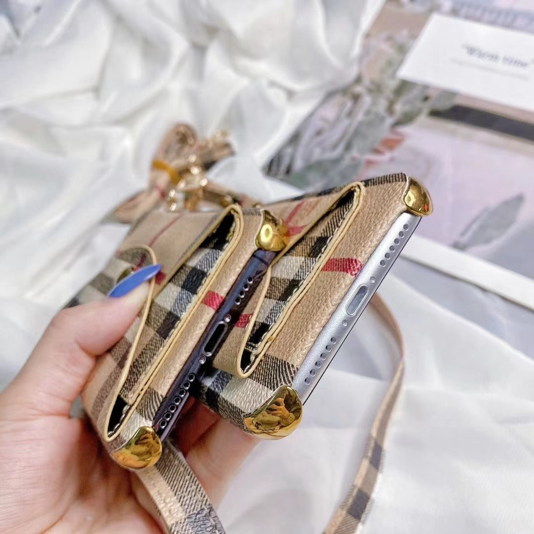 BB Leather Designer Crossbody Wallet iPhone Case