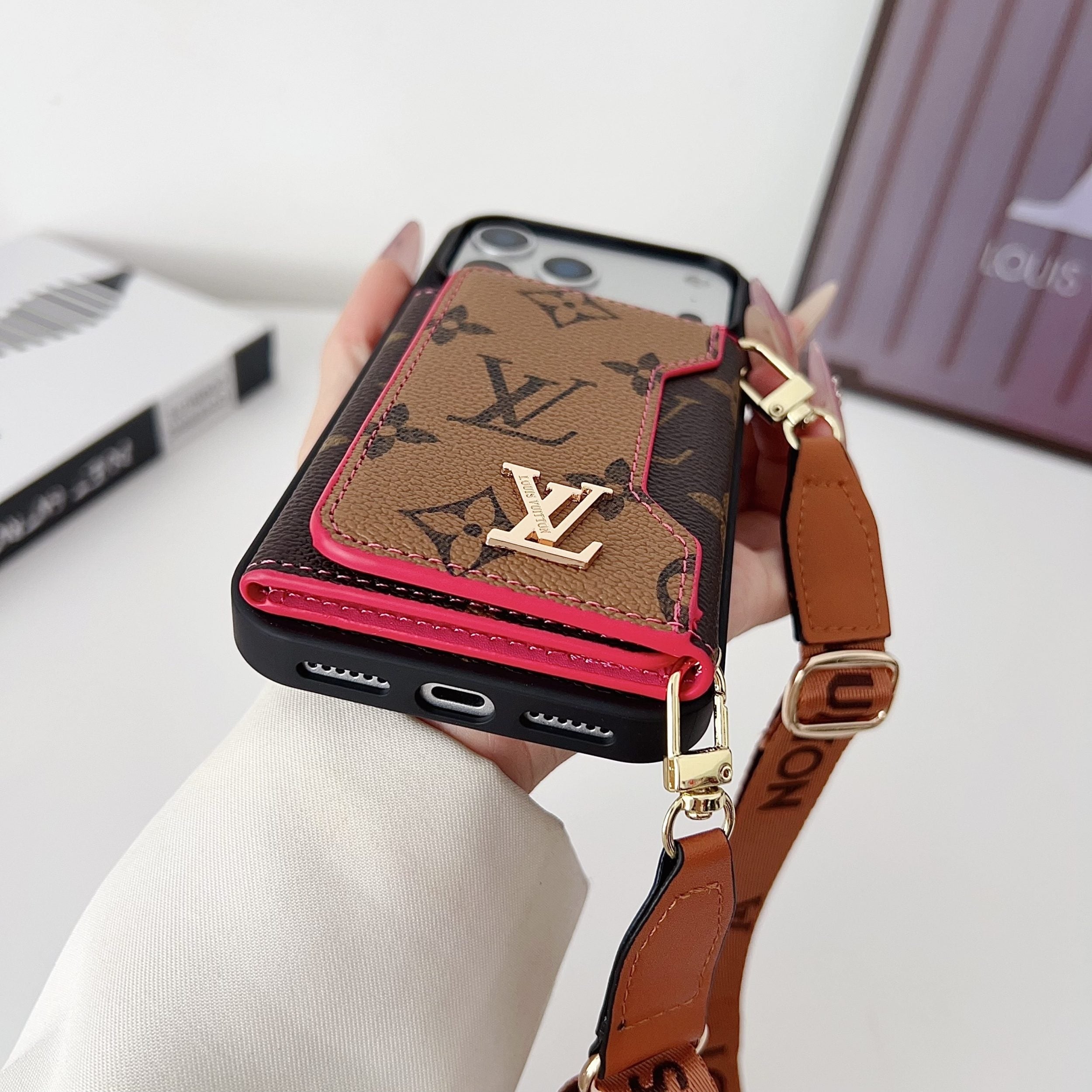 Multicolor Monogram Crossbody Wallet Case for 14-17 / Pro / Pro Max