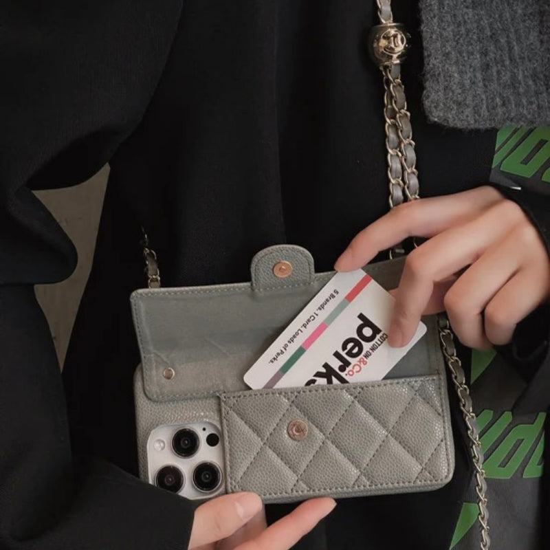 CC Card Bag Leather Chain iPhone Case