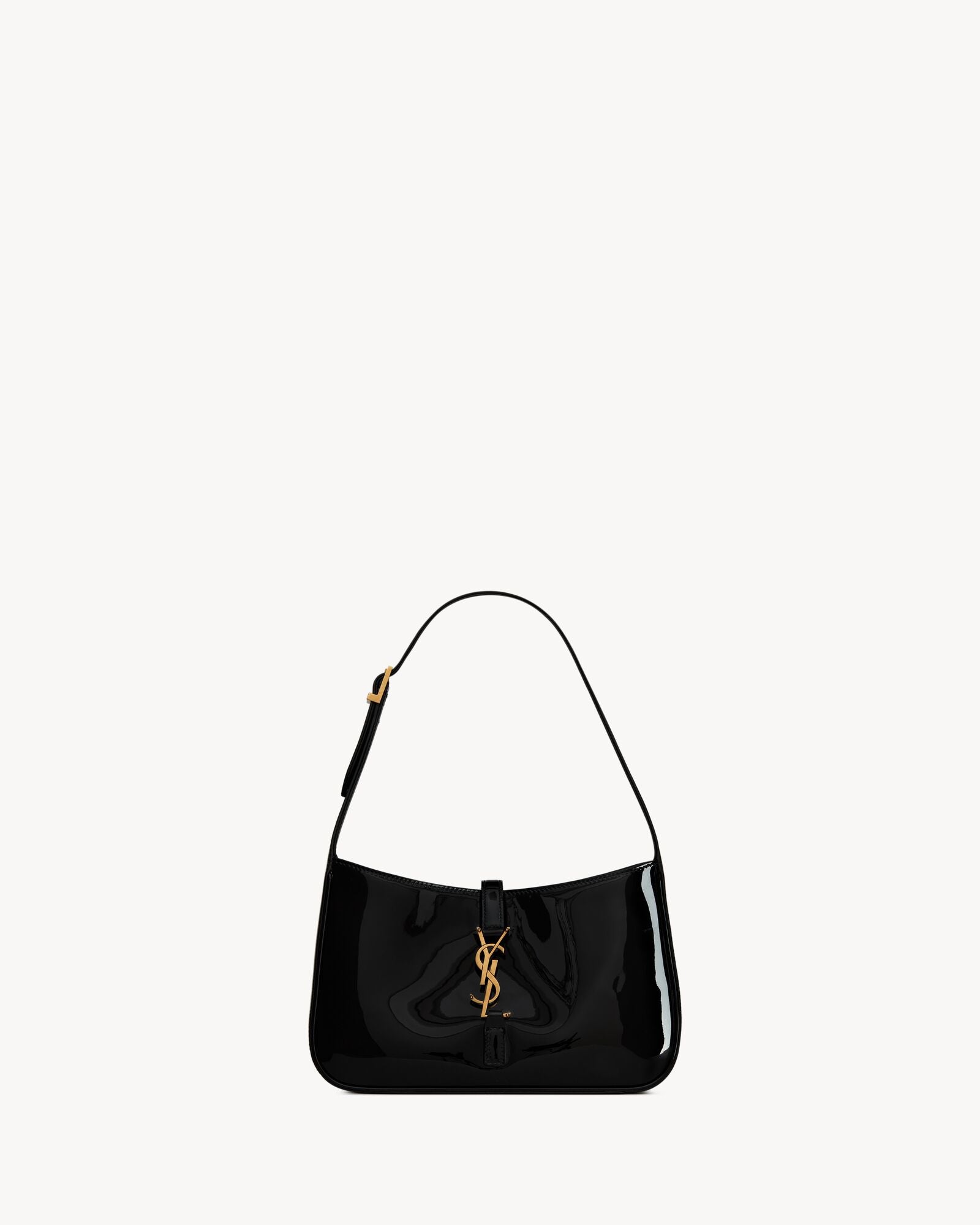 Saint Laurent Le 5 à 7 Patent Leather Hobo – Burgundy Elegance