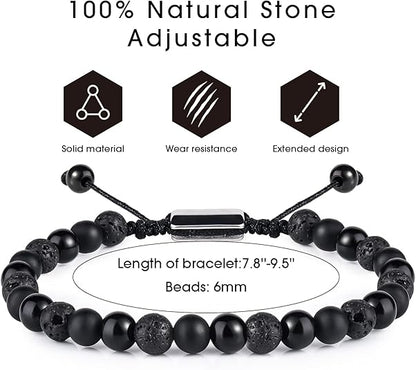 Men's Black Beaded Bracelet