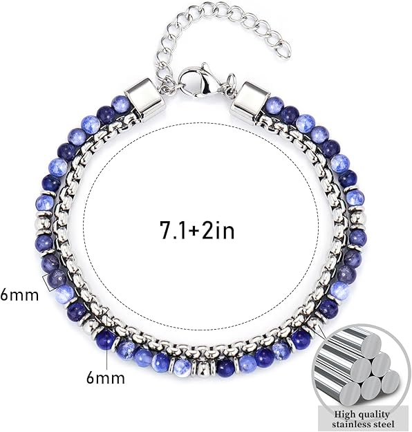 Men's Stainless Steel Beaded Bracelet