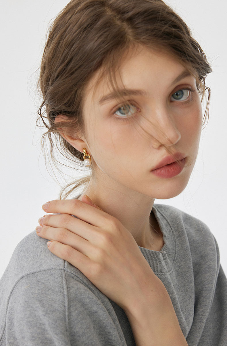 French Gold Pearl Earrings