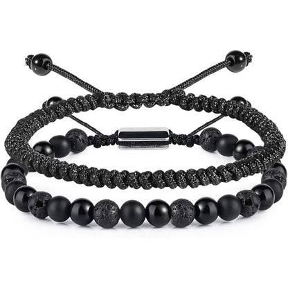 Men's Black Beaded Bracelet