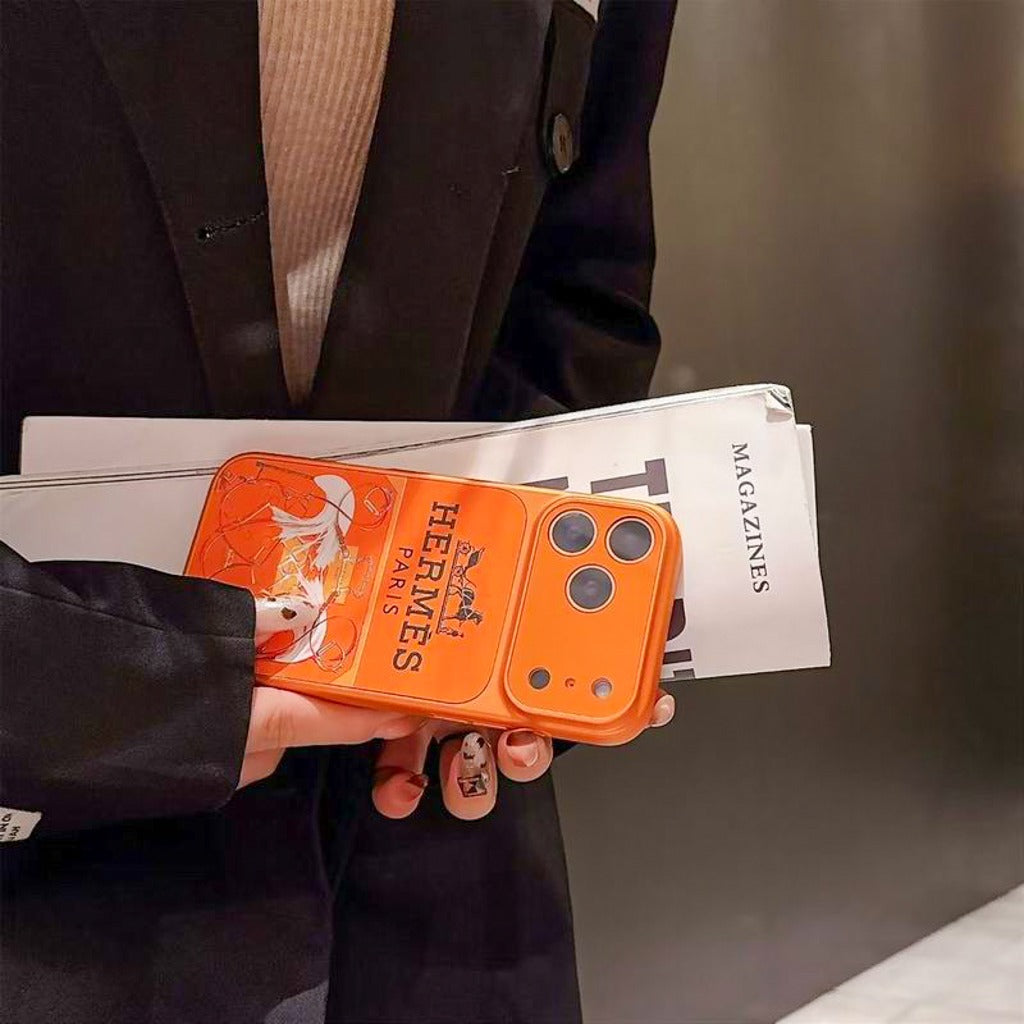 Orange H Pattern Phone Case for iPhone 14-17 / Pro / Pro Max