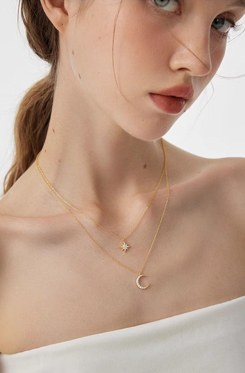 Moon & Star Pendant Necklace
