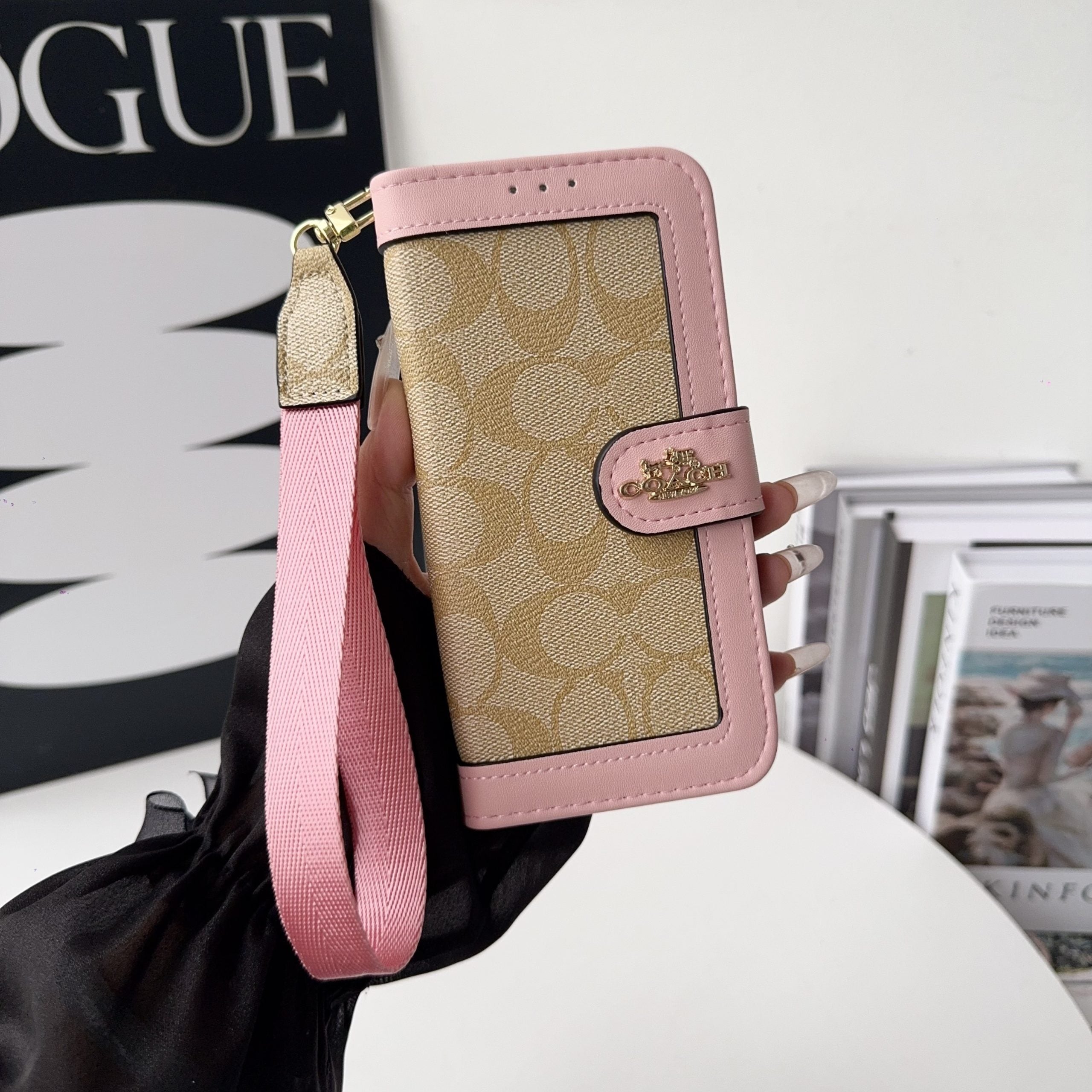 CH Classic Leather Pattern Wallet iPhone Case