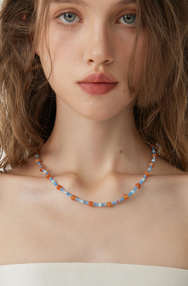 Colorful Beaded Natural Stone Necklace