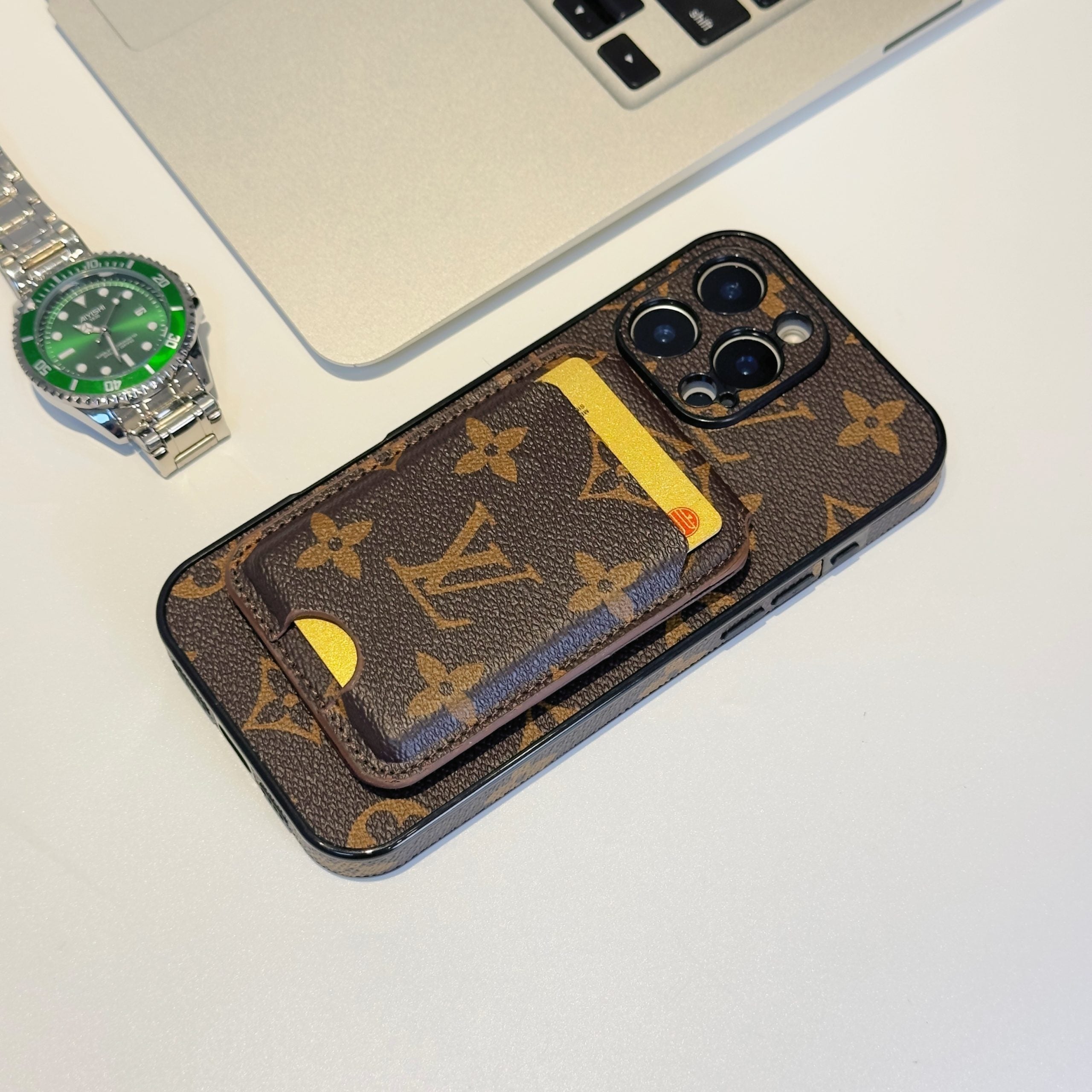 Alphabet Plaid MagSafe Magnetic Card Wallet iPhone Case