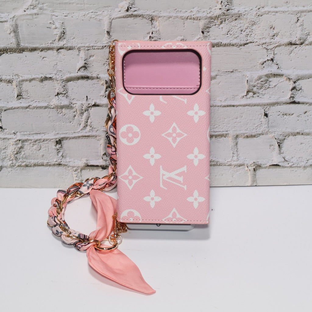 Pink Monogram Crossbody Wallet iPhone Case