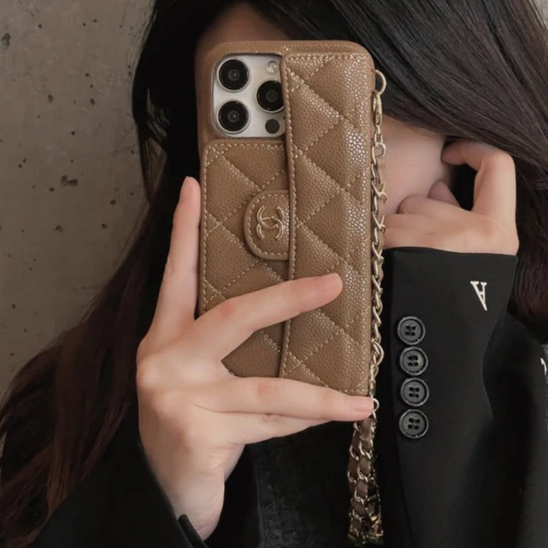 CC Card Bag Leather Chain iPhone Case
