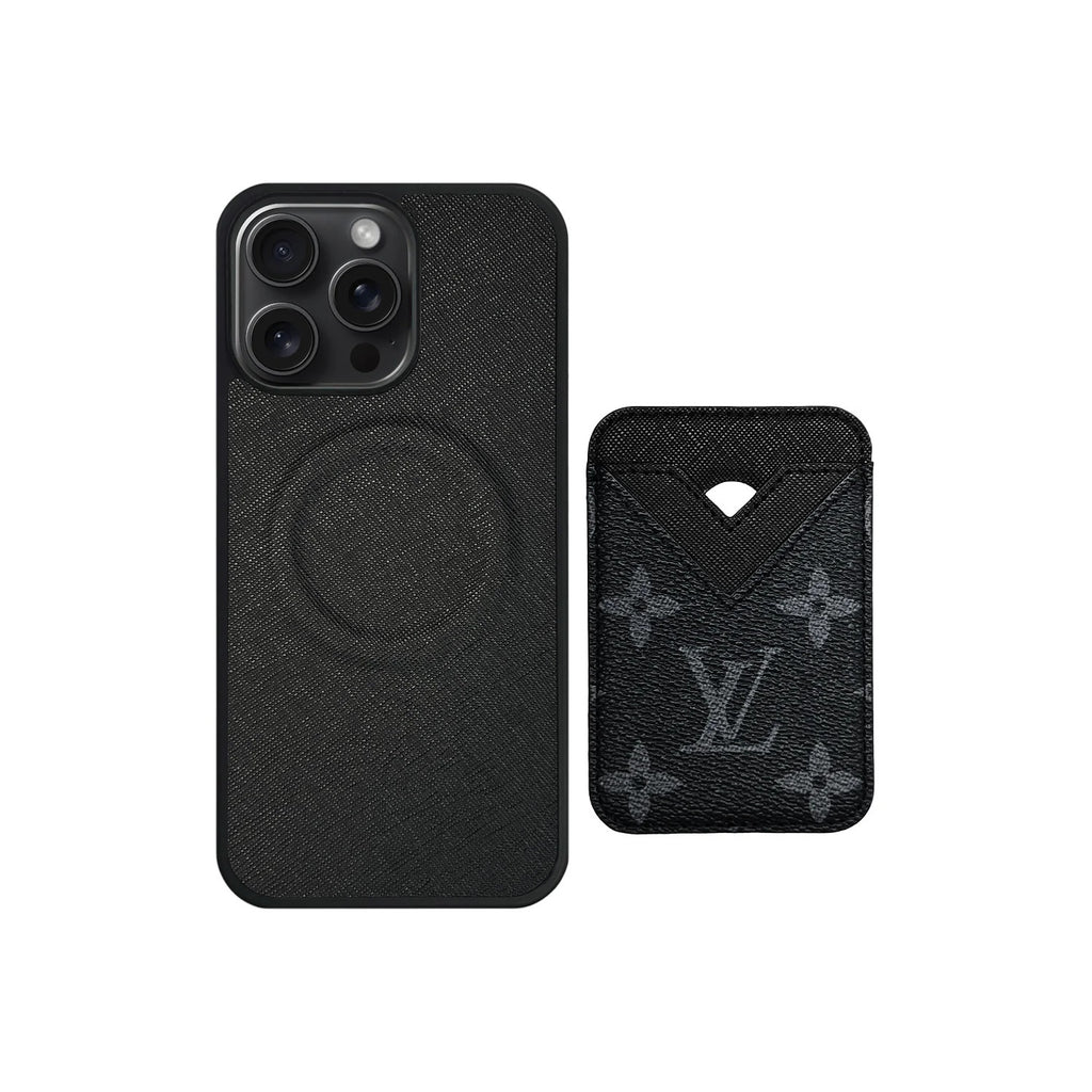 Retro Letter Brown Card Pocket iPhone Case