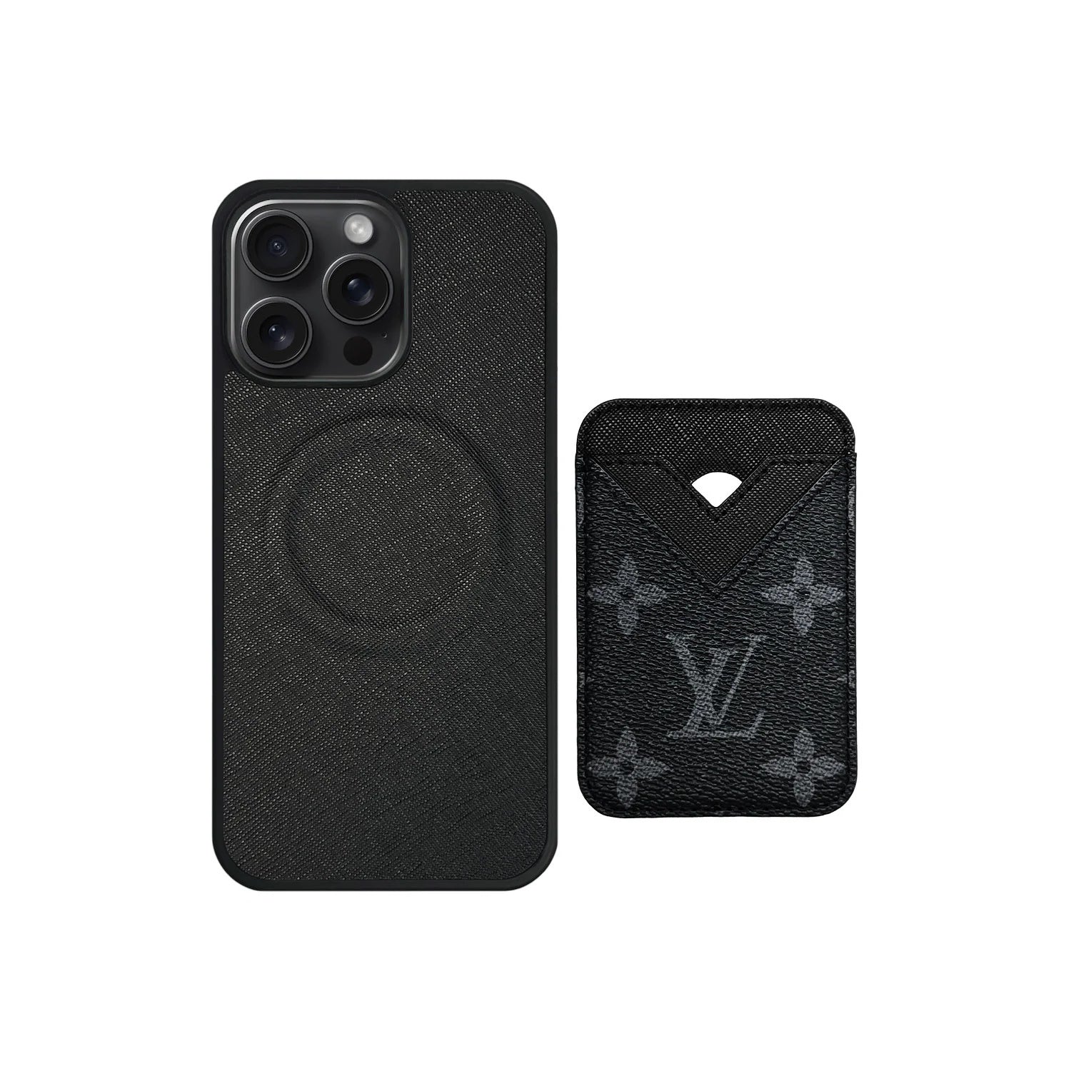 Retro Letter Brown Card Pocket iPhone Case