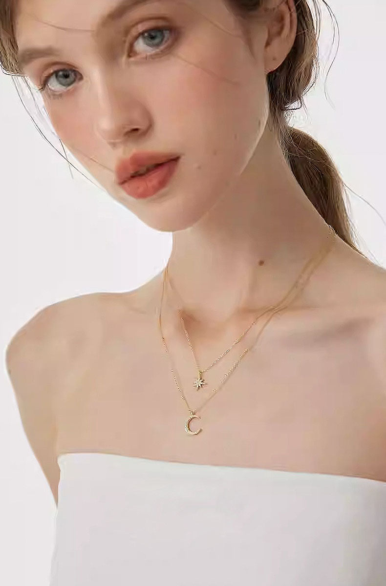 Moon & Star Pendant Necklace