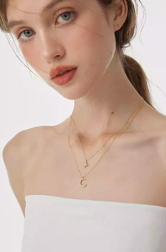 Moon & Star Pendant Necklace