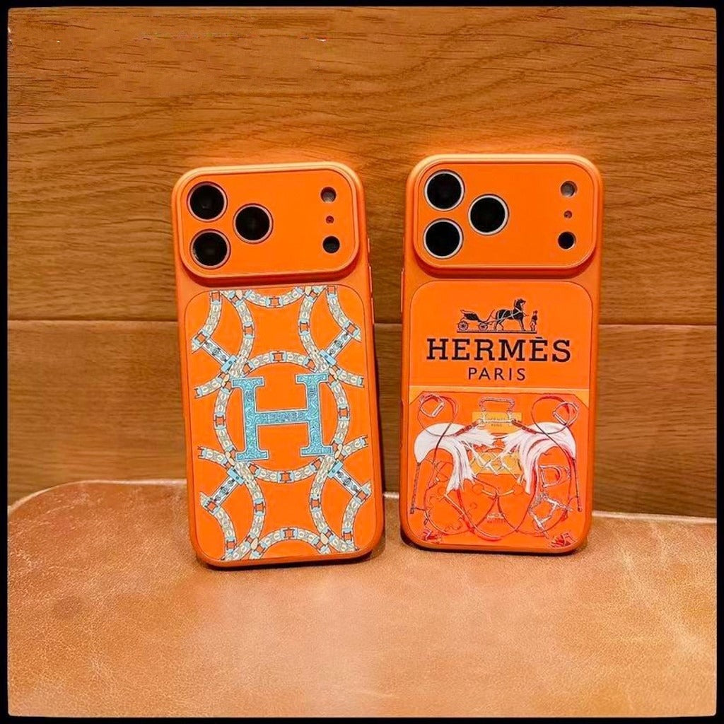 Orange H Pattern Phone Case for iPhone 14-17 / Pro / Pro Max