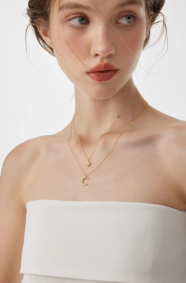 Moon & Star Pendant Necklace