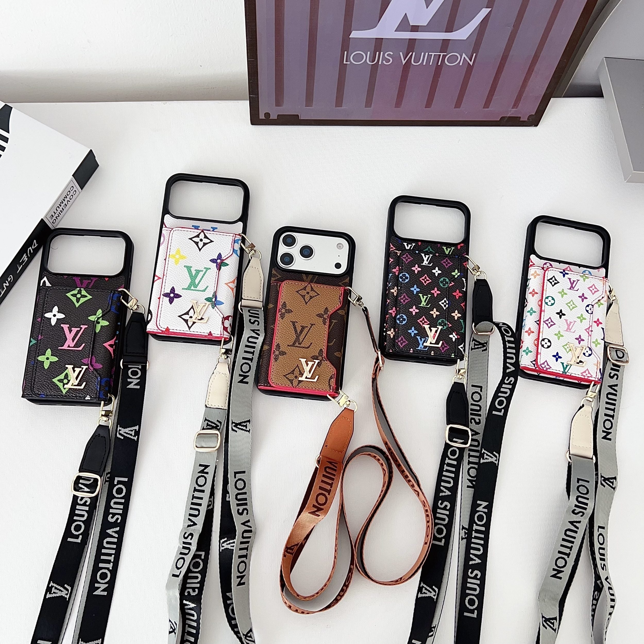 Multicolor Monogram Crossbody Wallet Case for 14-17 / Pro / Pro Max