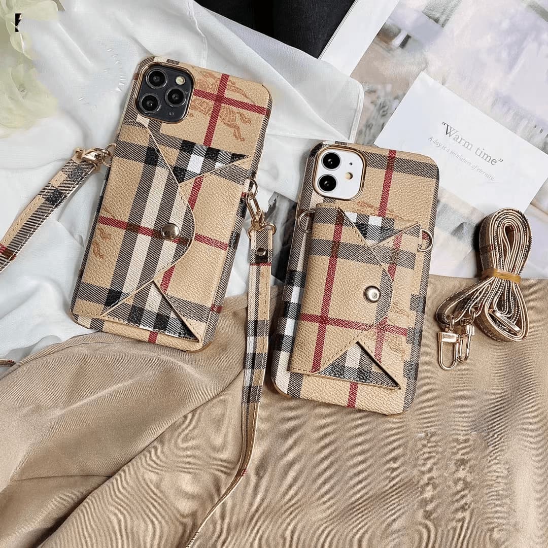 BB Leather Designer Crossbody Wallet iPhone Case