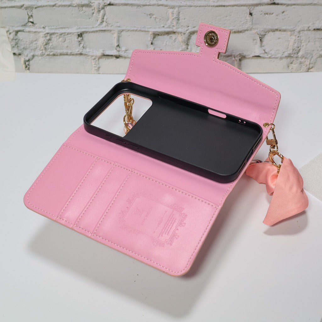 Pink Monogram Crossbody Wallet iPhone Case